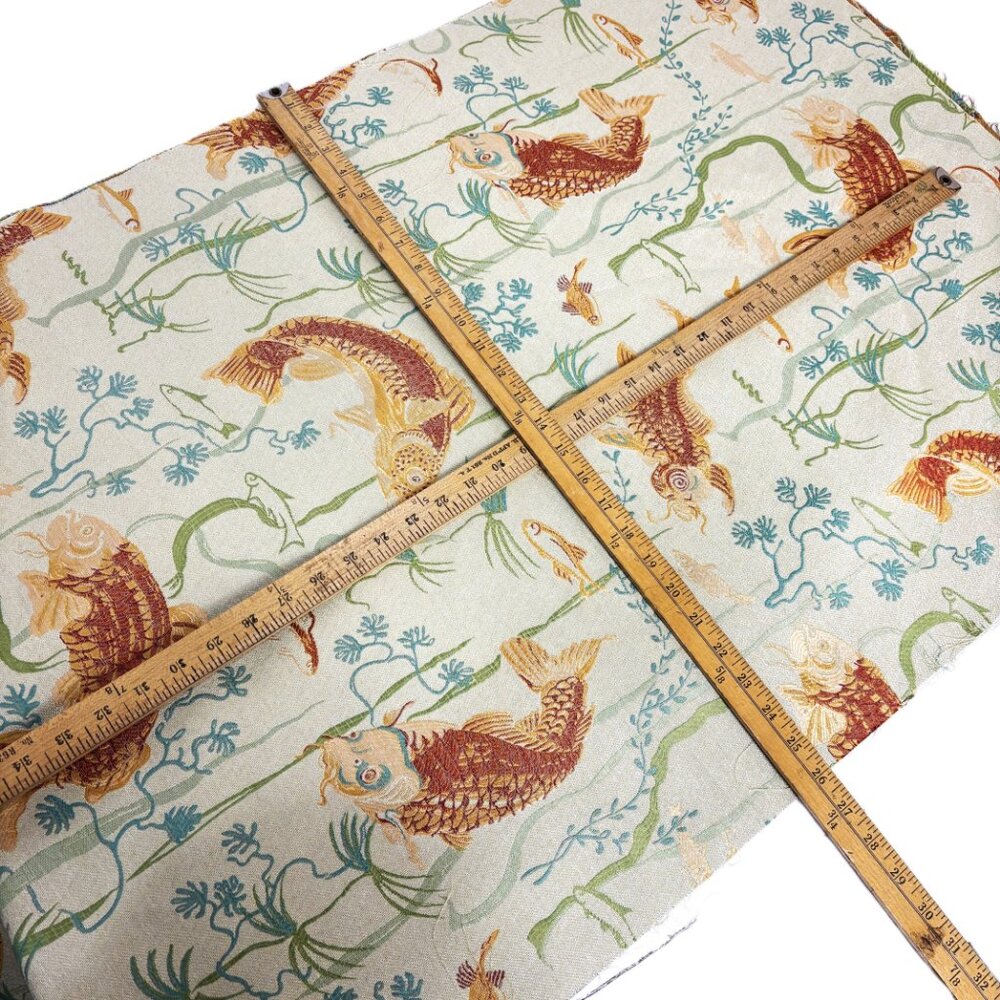 Koi Japanese inspired Jacquard woven Upholstery Fabric Remnant 40" x 52" NWOT - Picture 11 of 15